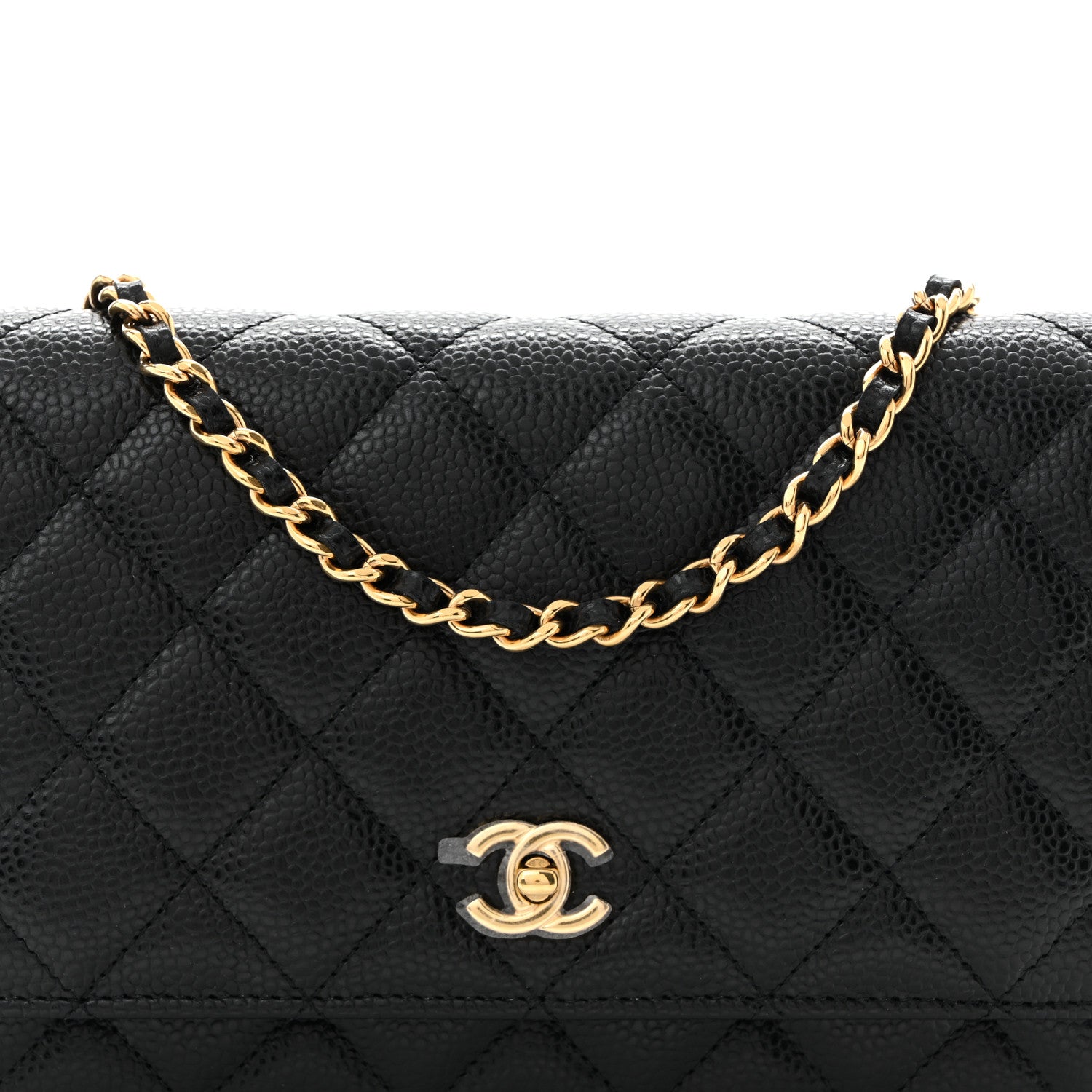 Chanel Caviar Quilted CC Turnlock Wallet On Chain WOC Black 9 of 12