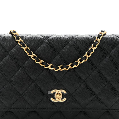 Chanel Caviar Quilted CC Turnlock Wallet On Chain WOC Black 9 of 12