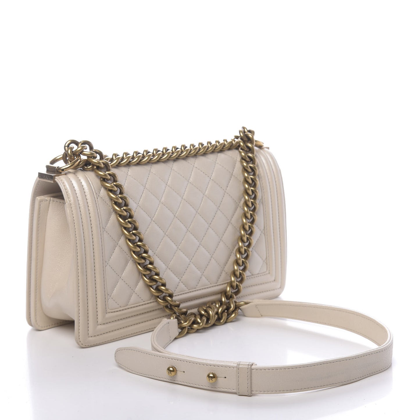 Iridescent Goatskin Medium Boy Flap Light Gold