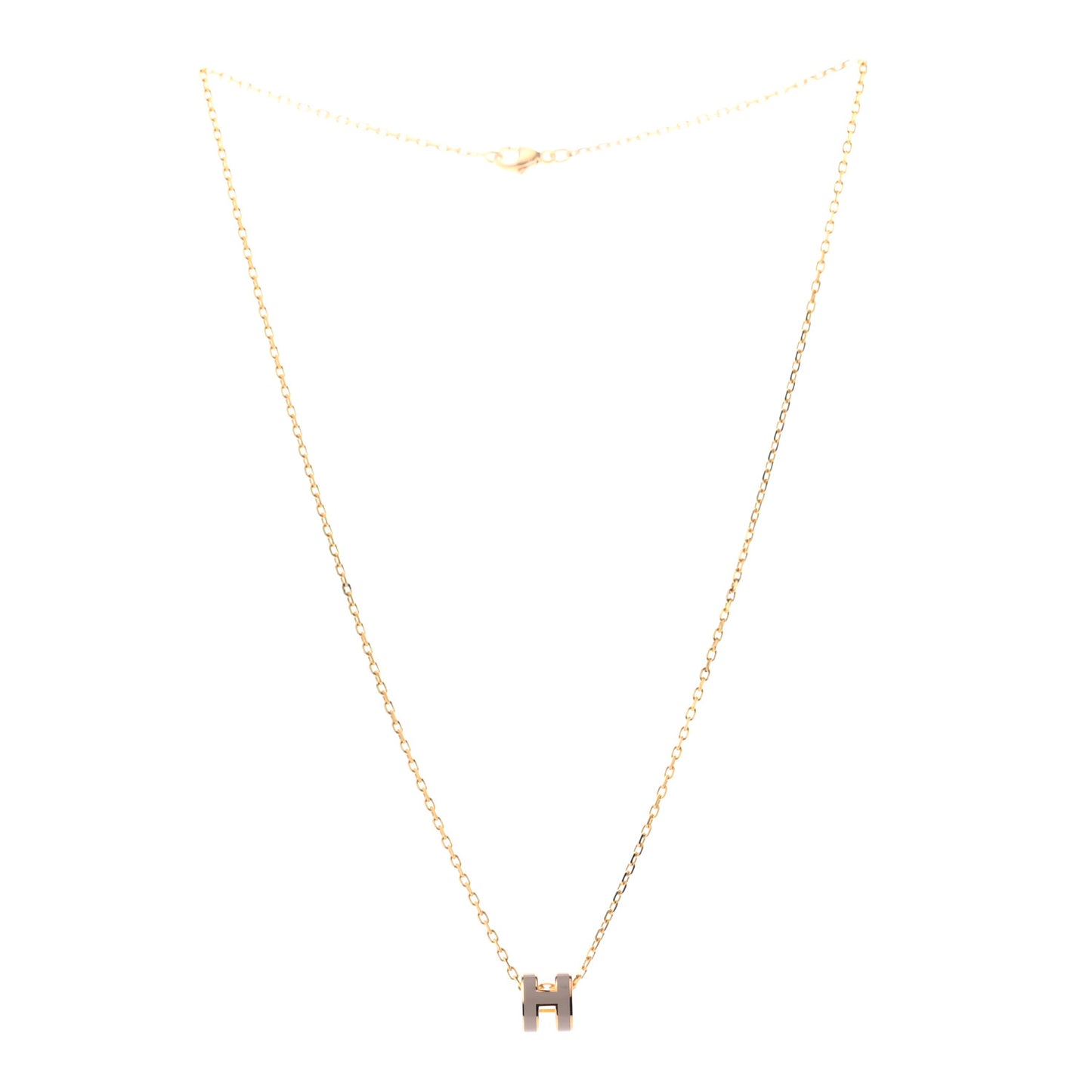 Lacquered Gold Mini Pop H Pendant Necklace Marron Glace