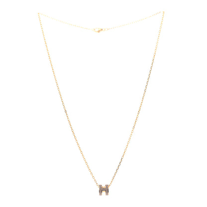 Hermes Lacquered Gold Mini Pop H Pendant Necklace Marron Glace 3 of 6