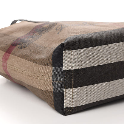 Burberry Coated Canvas Mega Check Medium Doodle Tote Black 6 of 9