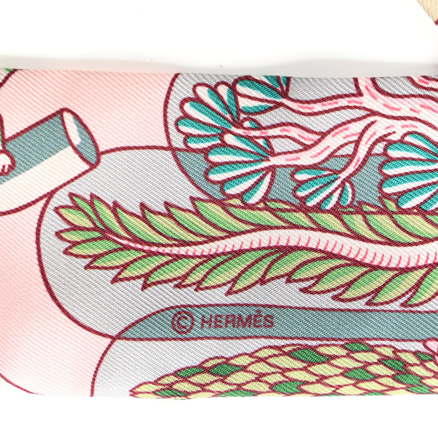 Hermes Silk Exposition Universelle Twilly Rose Poudre Vert 3 of 4