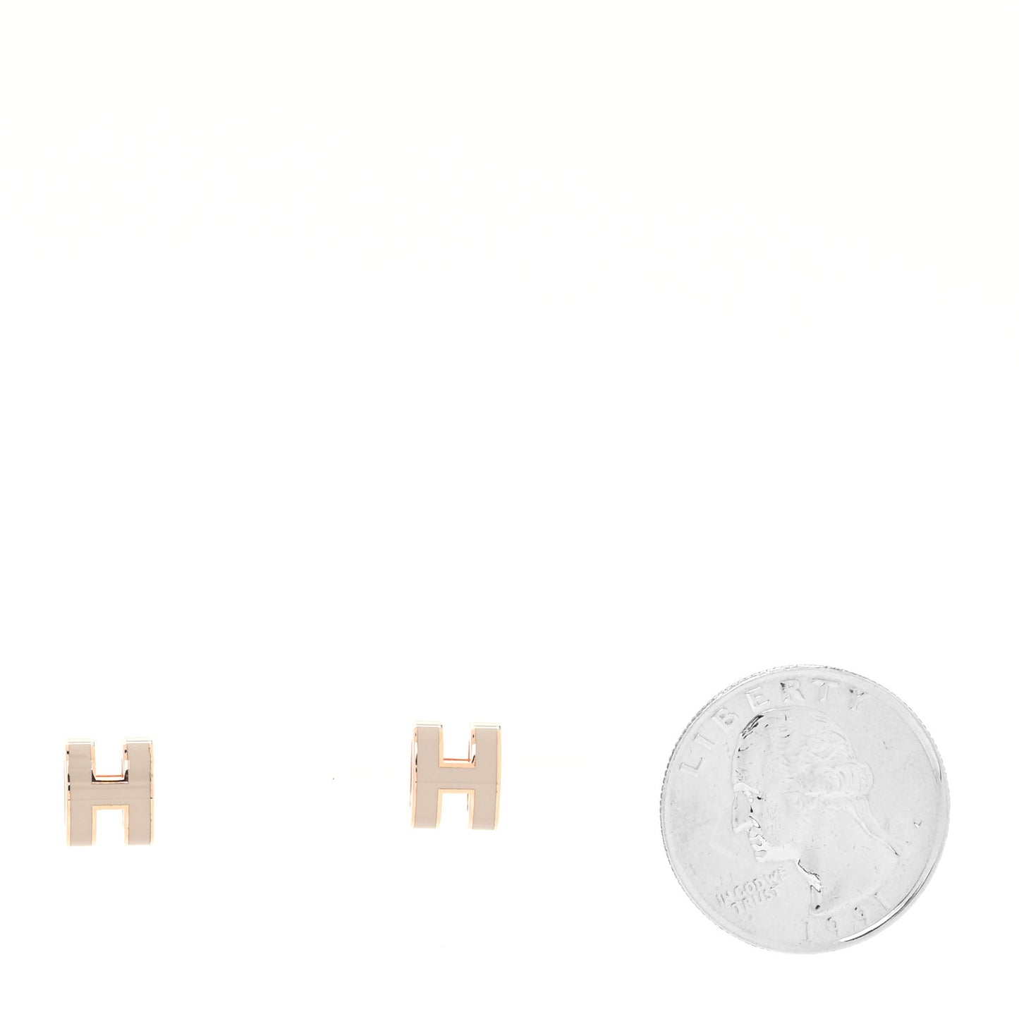 Rose Gold Lacquered Mini Pop H Earrings Marron Glace