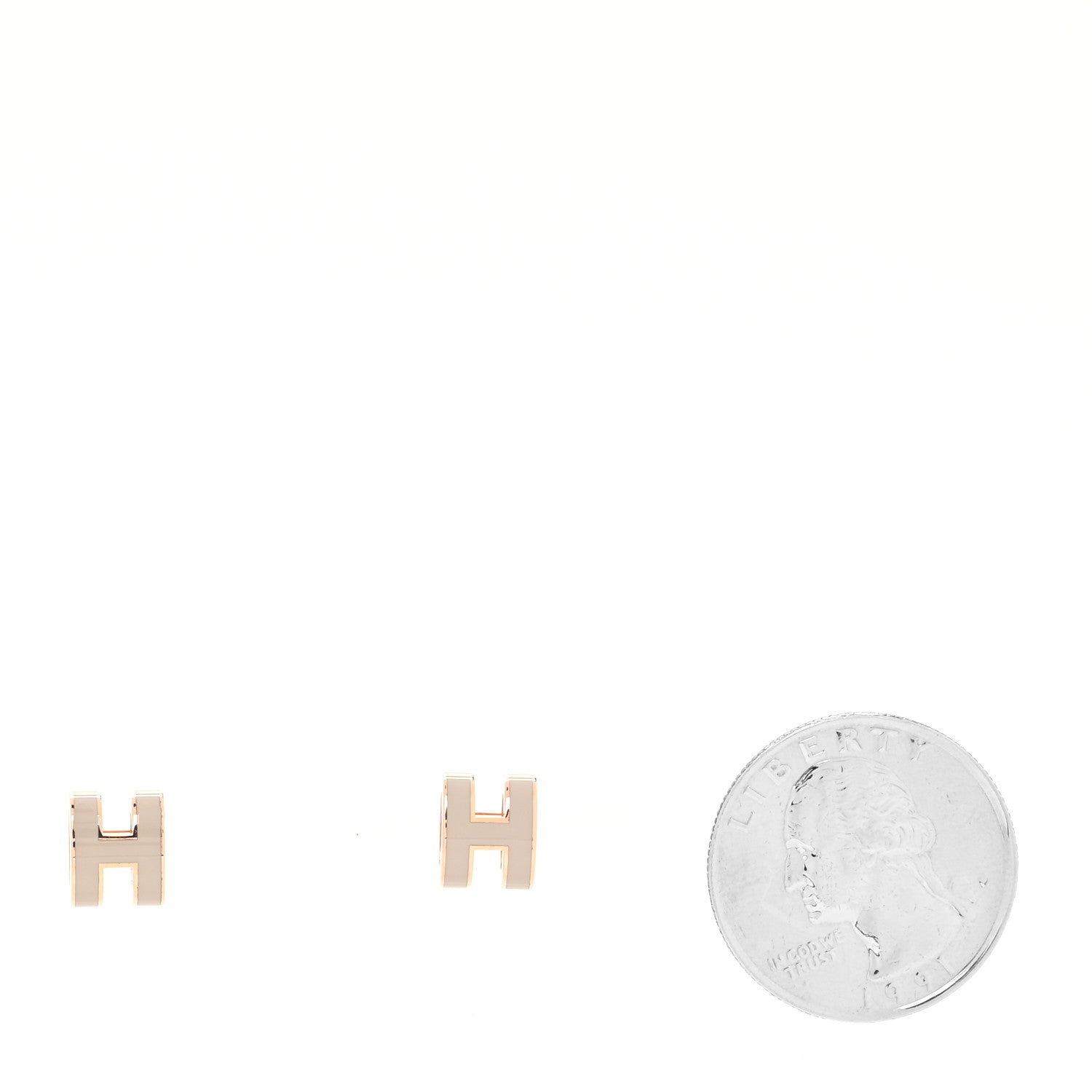 Hermes Rose Gold Lacquered Mini Pop H Earrings Marron Glace 2 of 5