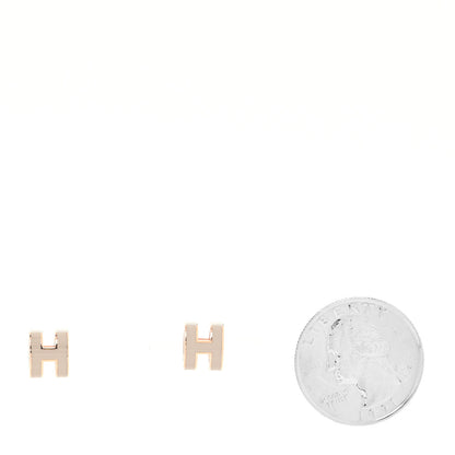 Hermes Rose Gold Lacquered Mini Pop H Earrings Marron Glace 2 of 5