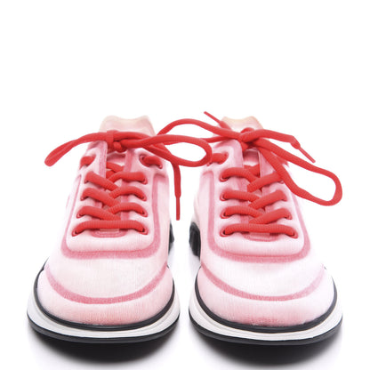 Chanel Lycra Fabric CC Sneakers 36.5 White Red 3 of 10