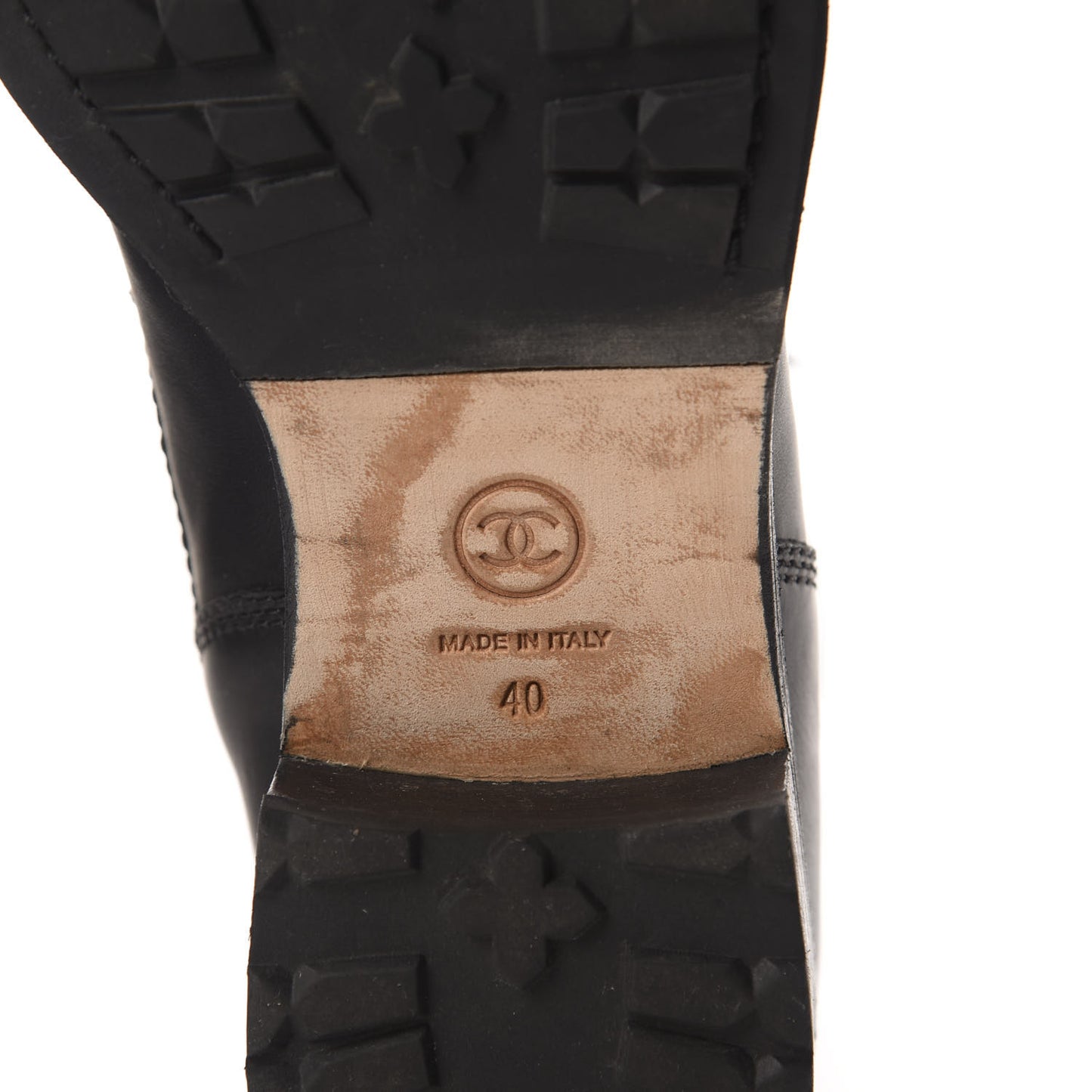 Calfskin Quilted Cap Toe Combat Boots 40 Black