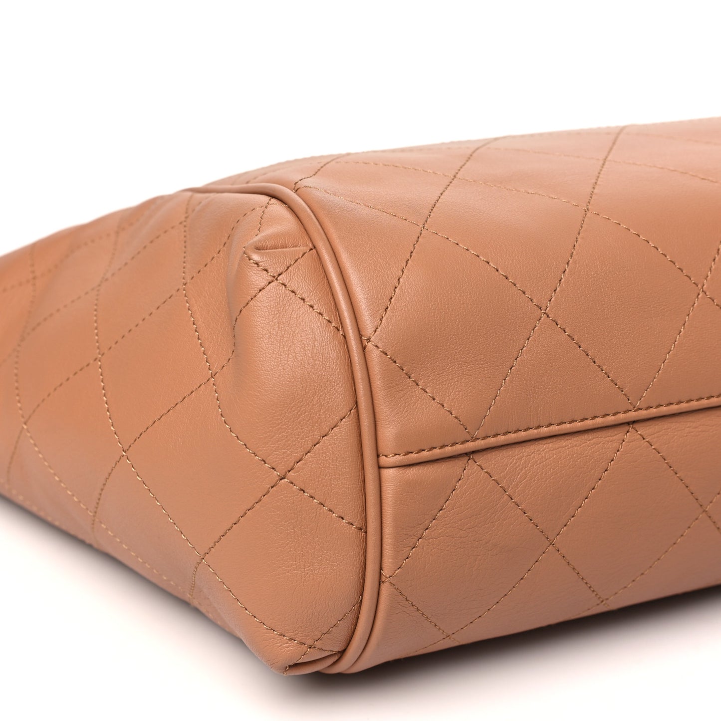 Calfskin Stitched Small Shopping Tote Brown