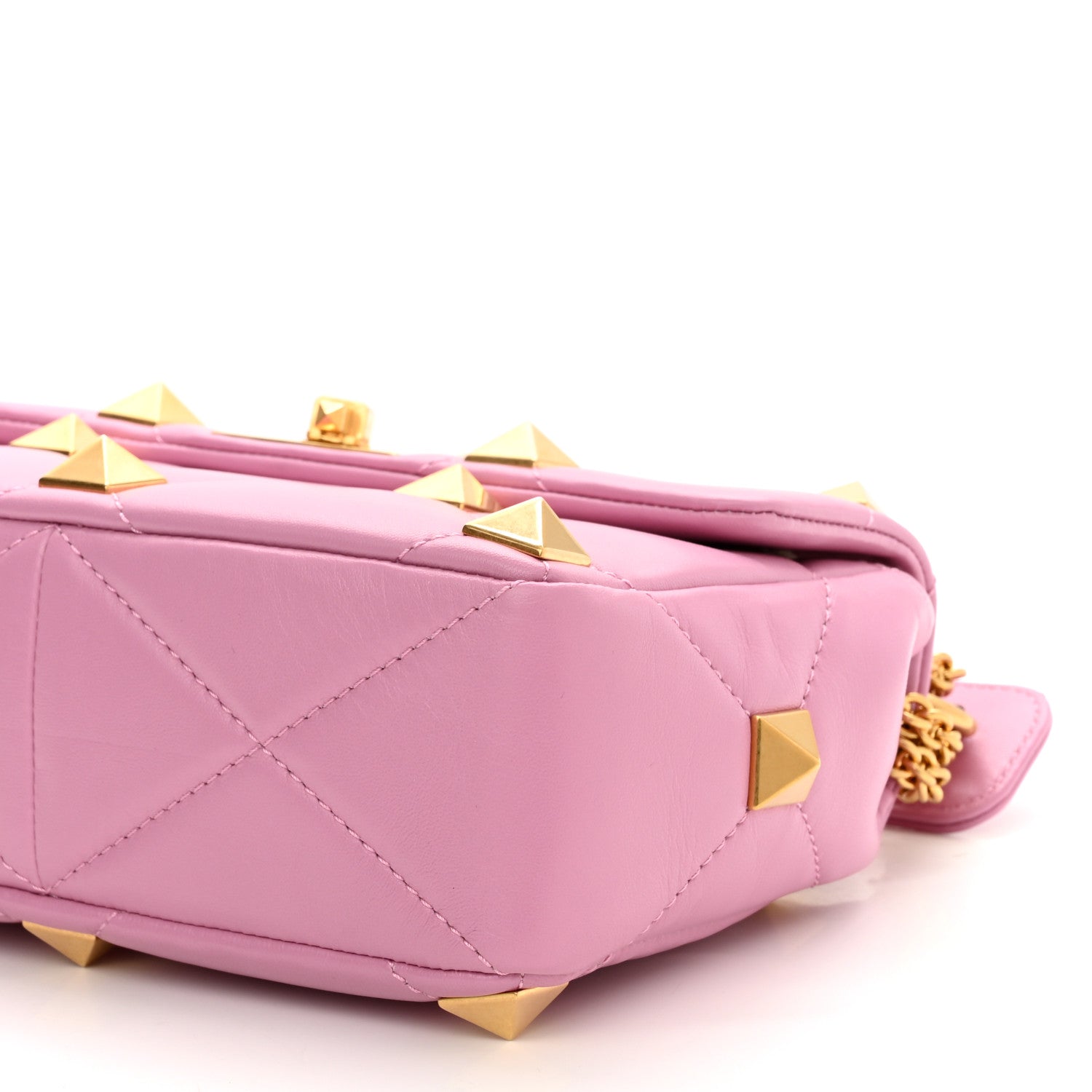 Valentino Garavani Nappa Medium Roman Stud Shoulder Bag Pink Borealis 9 of 9