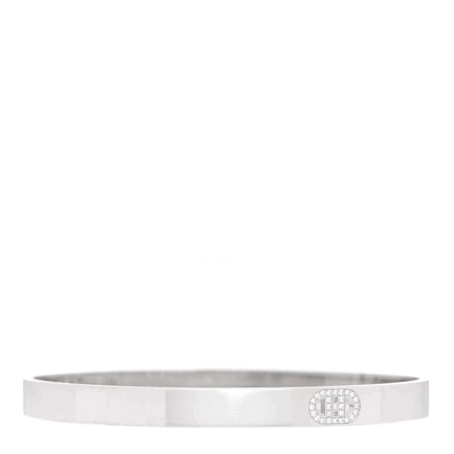 Hermes 18K White Gold Diamond PM H D'Ancre Bracelet ST 1 of 4