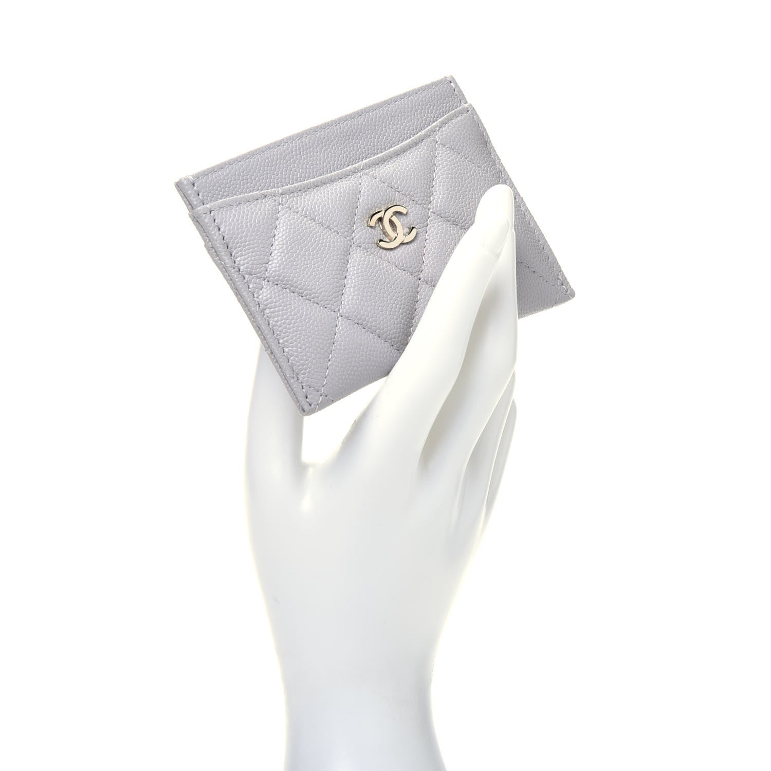 Chanel Caviar Quilted Card Holder Grey 2 of 9