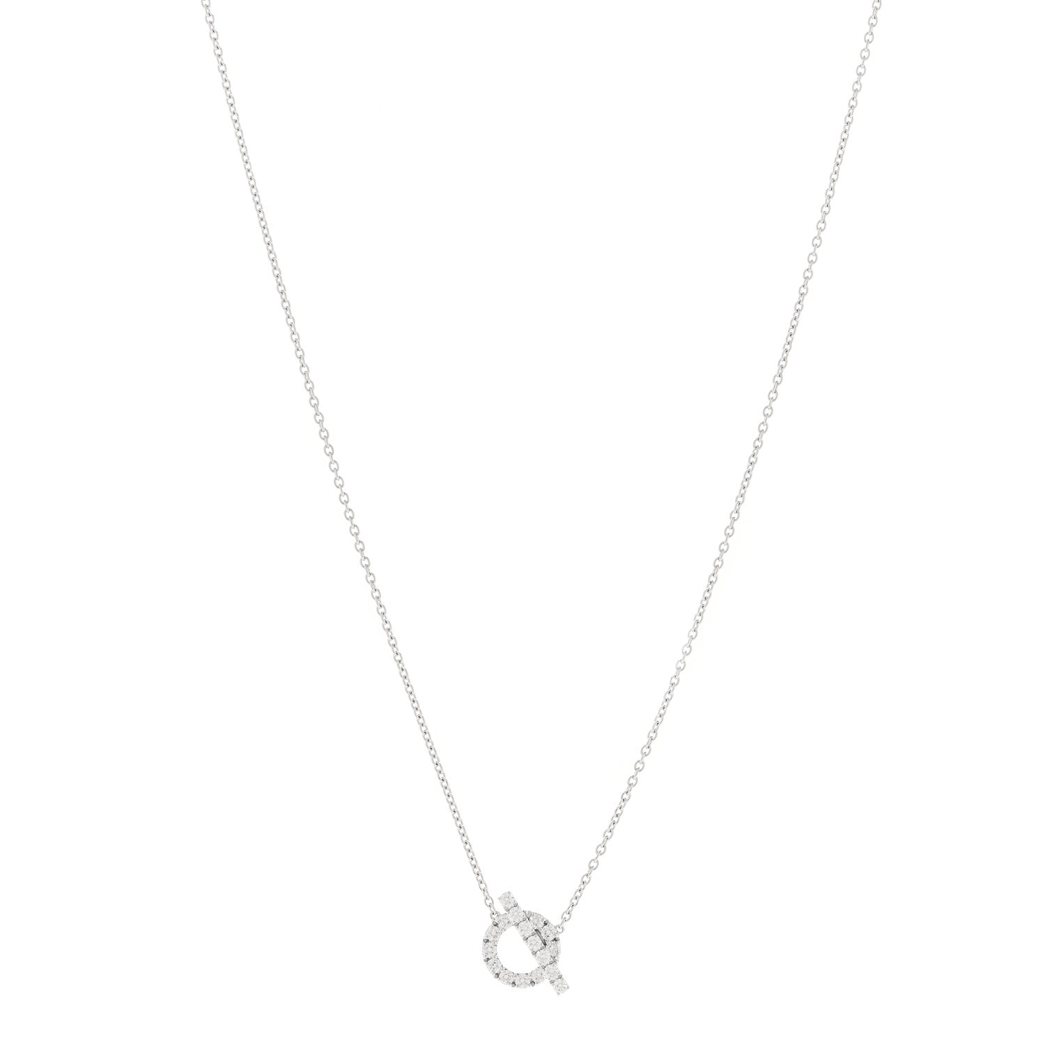 Hermes 18K White Gold Diamond Finesse Pendant Necklace 1 of 5