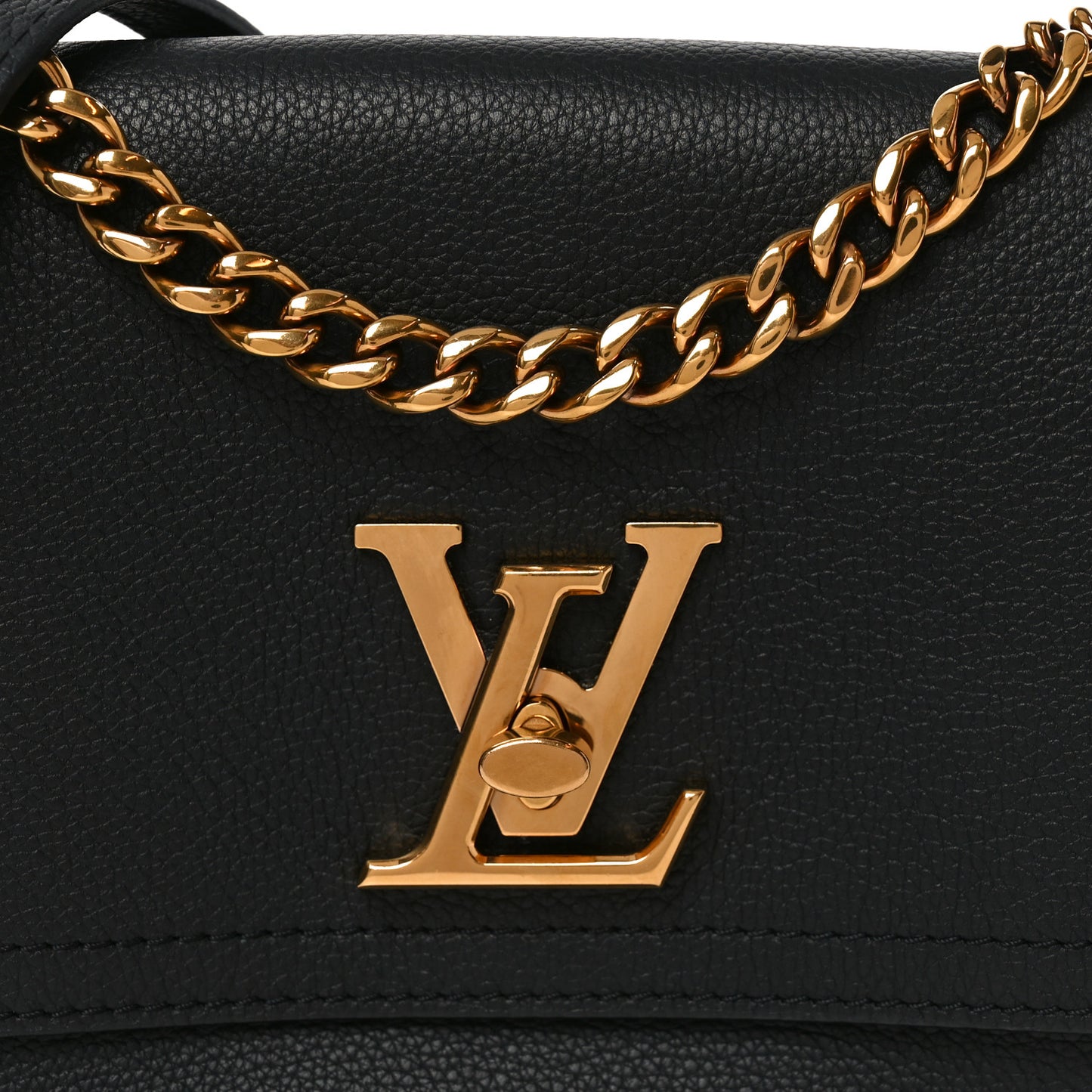 Grained Calfskin Lockme Chain Bag PM Black