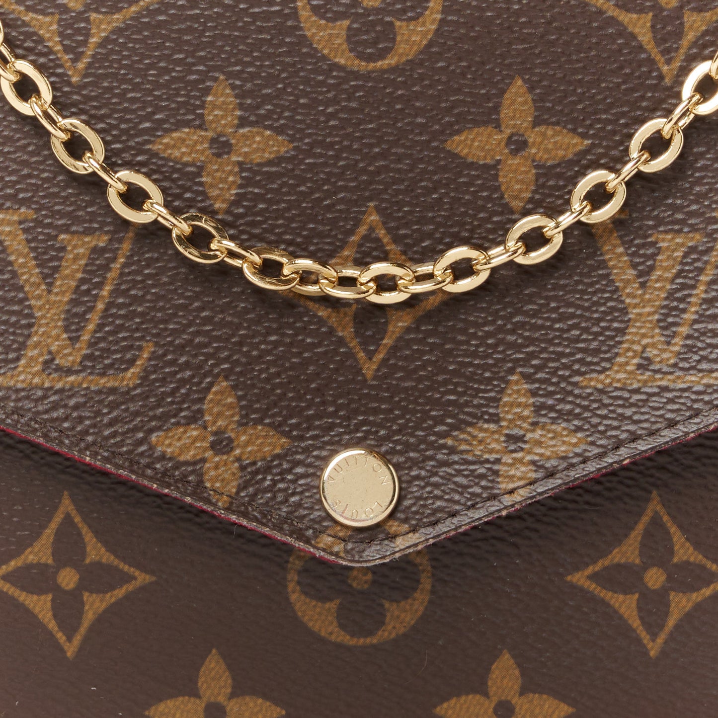 Monogram Pochette Felicie Chain Wallet Fuchsia