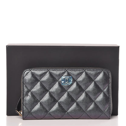 Chanel Iridescent Caviar Quilted Medium Zip Around Wallet Black 9 of 9