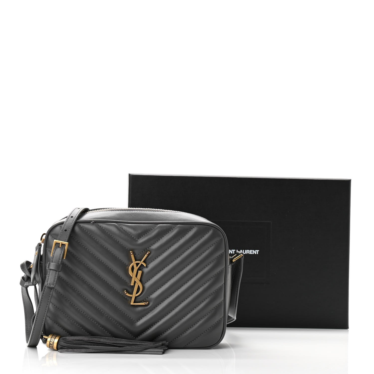 Saint Laurent Calfskin Matelasse Monogram Lou Camera Bag Dark Smog 10 of 11