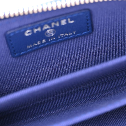 Chanel Lambskin Quilted Zip Around Coin Purse Wallet Blue 5 of 11