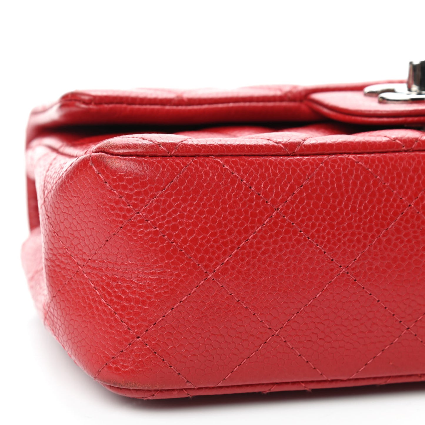 Caviar Quilted Mini Rectangular Flap Red