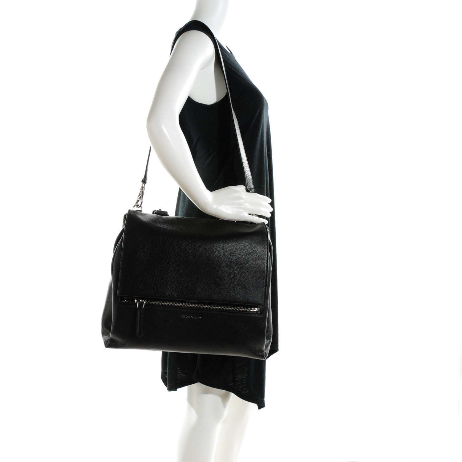 Givenchy Waxy Grained Calfskin Medium Pandora Pure Flap Bag Black 2 of 7