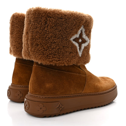 Louis Vuitton Suede Calfskin Shearling Snowdrop Flat Ankle Boot 37 Cognac 4 of 8