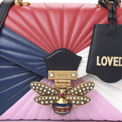 Gucci Calfskin Bamboo Trapuntata Queen Margaret Top Handle Bag Blue Agata Hibiscus Red Mystic White Sugar Pink 10 of 10