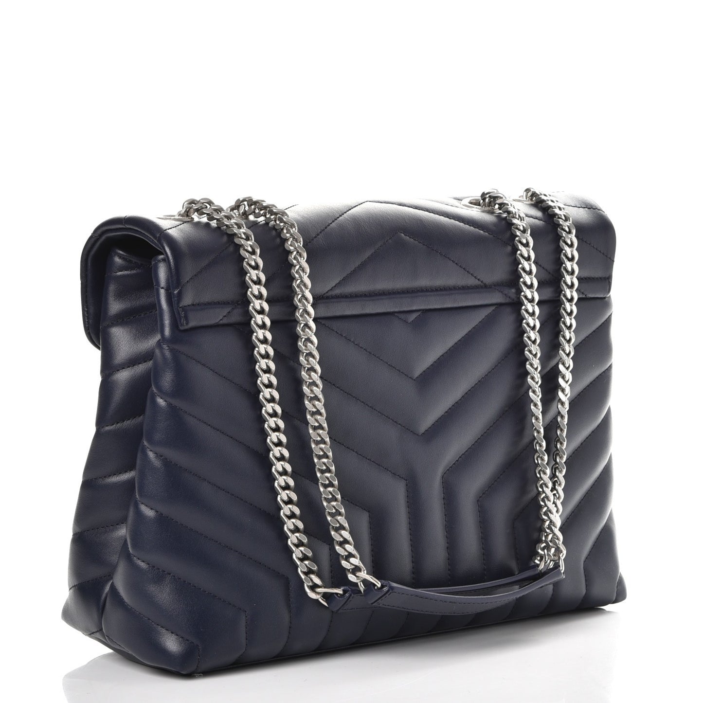 Calfskin Y Quilted Monogram Medium Loulou Chain Satchel Medium Blue