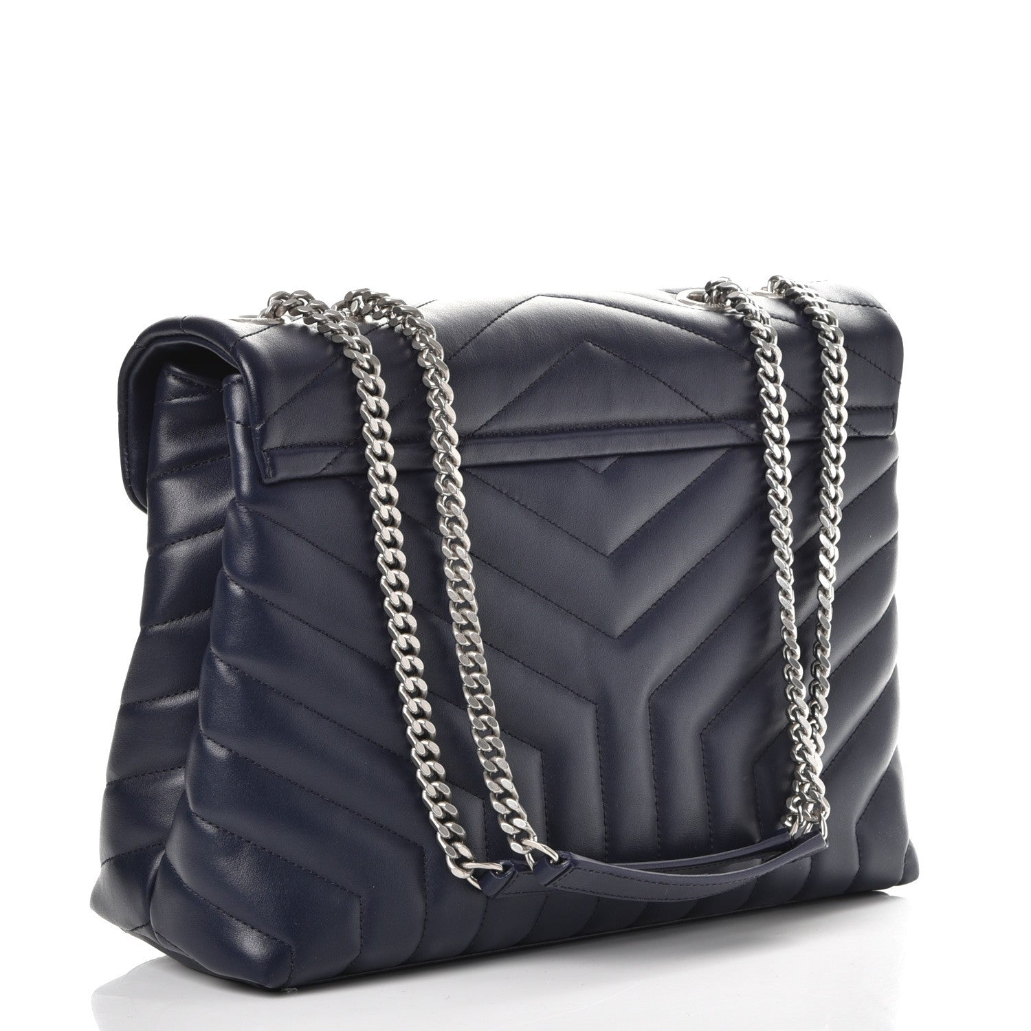 Saint Laurent Calfskin Y Quilted Monogram Medium Loulou Chain Satchel Medium Blue 2 of 8