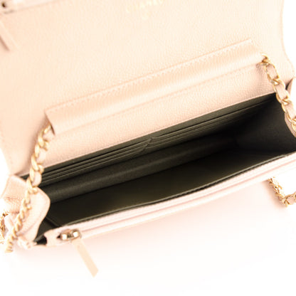 Chanel Caviar Quilted Boy Wallet On Chain WOC Beige 5 of 8
