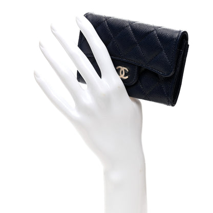 Chanel Caviar Quilted Flap Card Holder Wallet Navy Blue 2 of 8