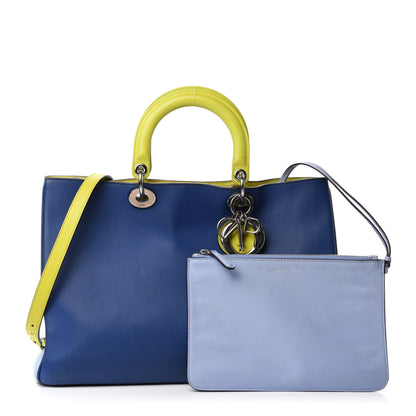 Christian Dior Smooth Calfskin Tri-Color Large Diorissimo Tote Blue Multicolor 1 of 15