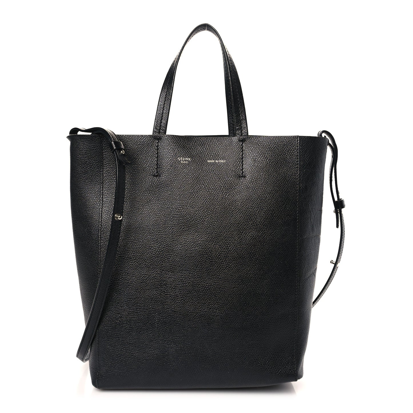 Grained Calfskin Small Vertical Cabas Black