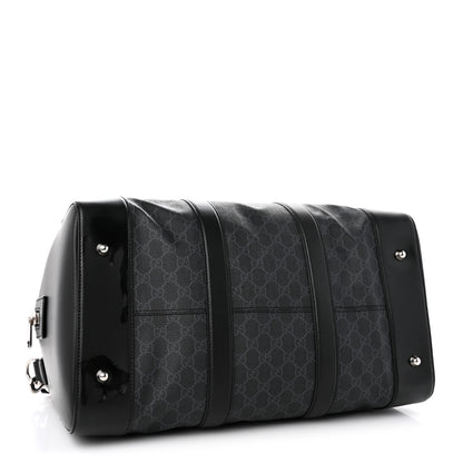 Gucci Soft GG Supreme Calfskin Web Medium Carry On Duffle Bag Black Grey 3 of 18