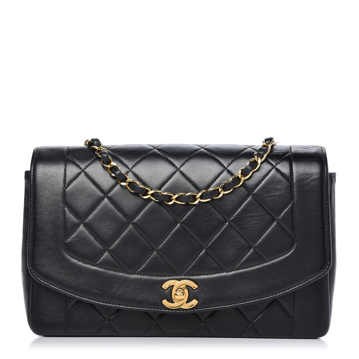 Lambskin Quilted Medium Single Flap Black