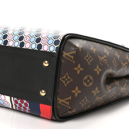Louis Vuitton Calfskin Monogram Kimono Tote MM Rouge Navy 8 of 9