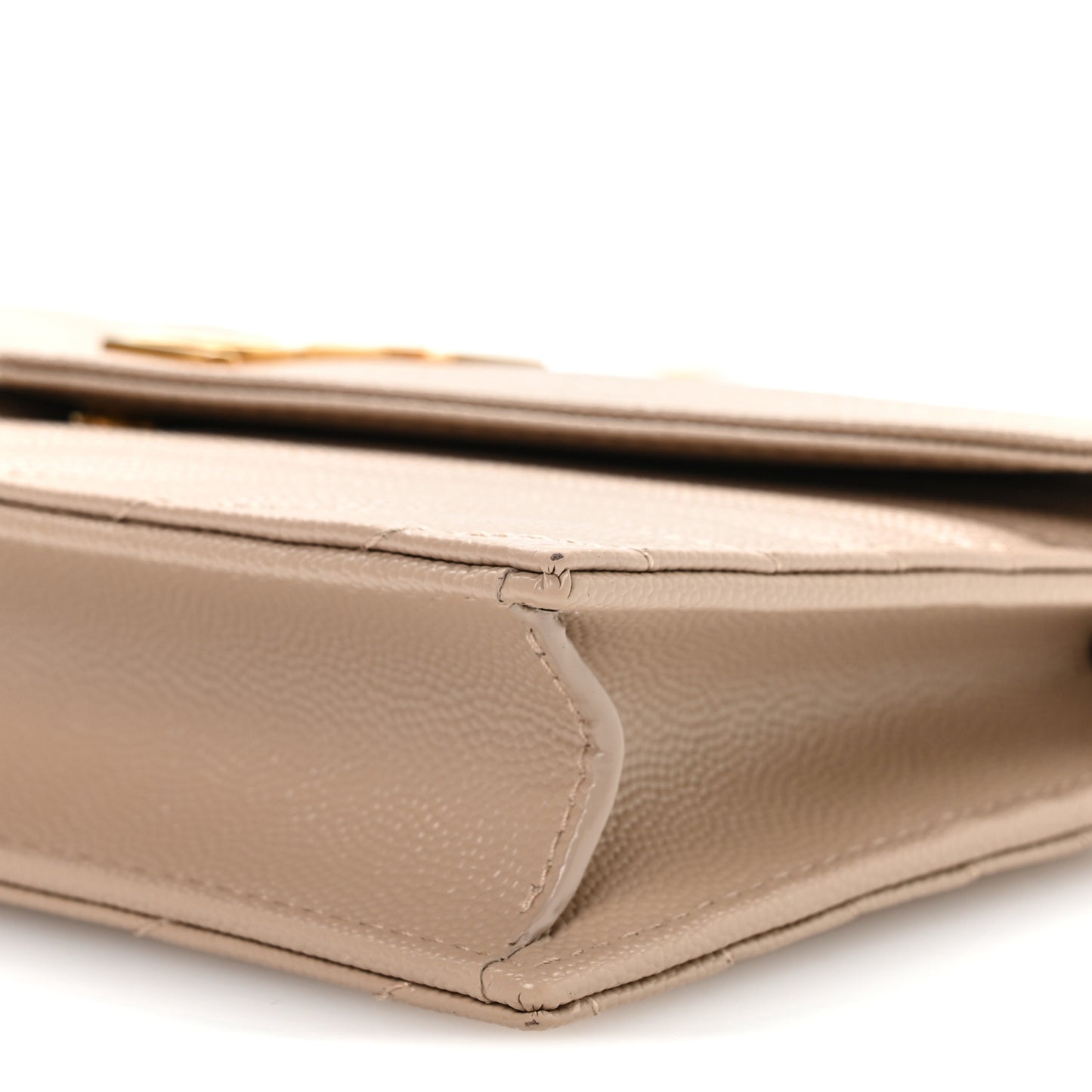 Grain De Poudre Matelasse Chevron Monogram Envelope Chain Wallet Dark Beige