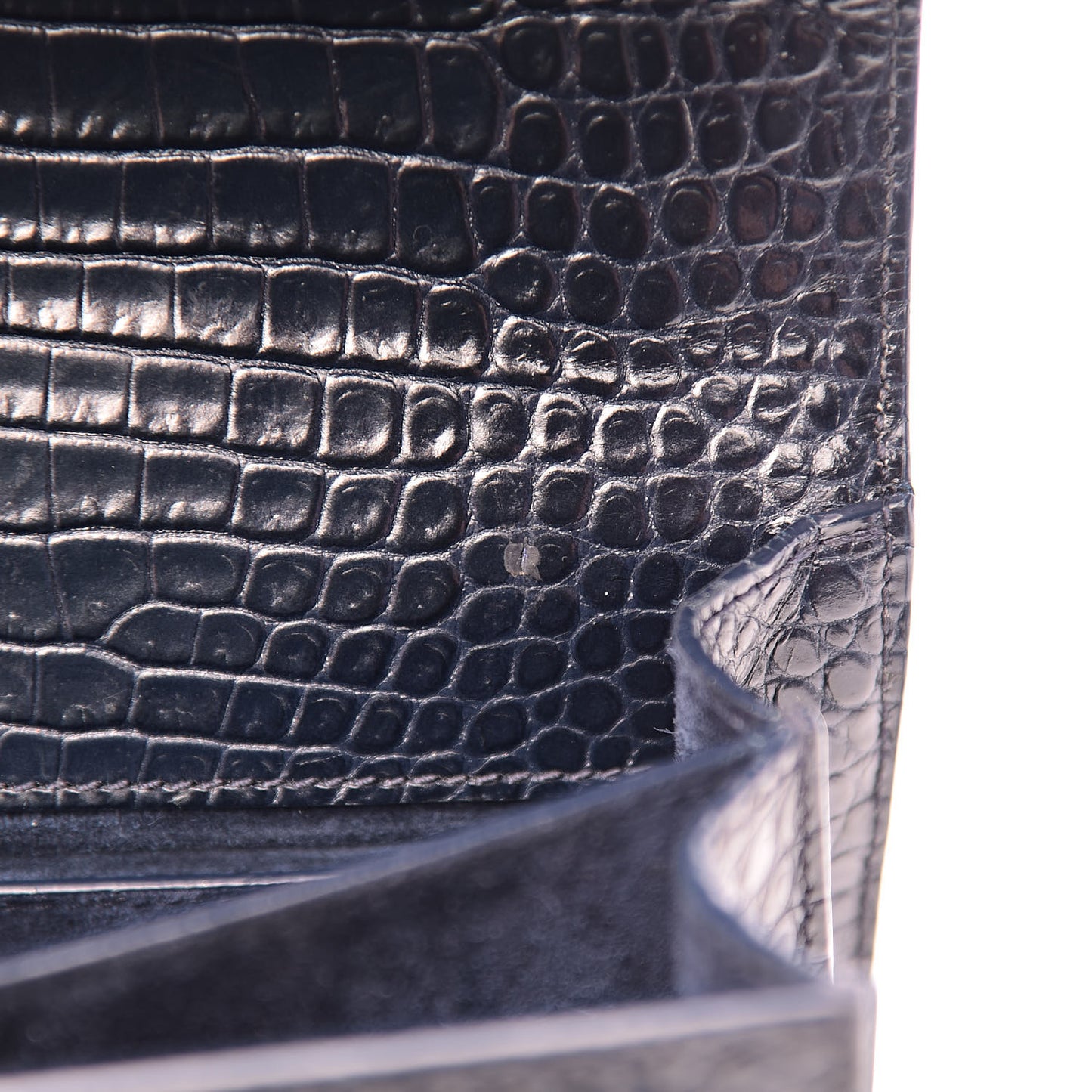 Calfskin Crocodile Embossed Medium Monogram Sunset Navy