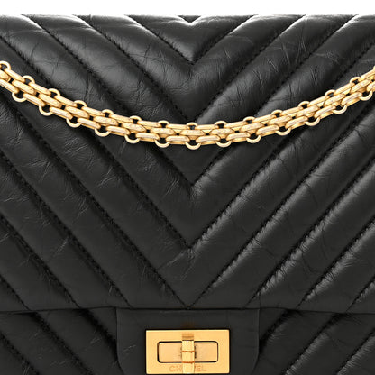 Chanel Aged Calfskin Chevron Quilted 2.55 Reissue 226 Flap Black 8 of 10