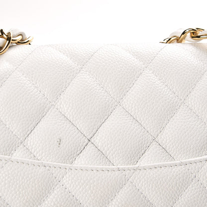 Chanel Caviar Quilted Jumbo Single Flap White 8 of 10