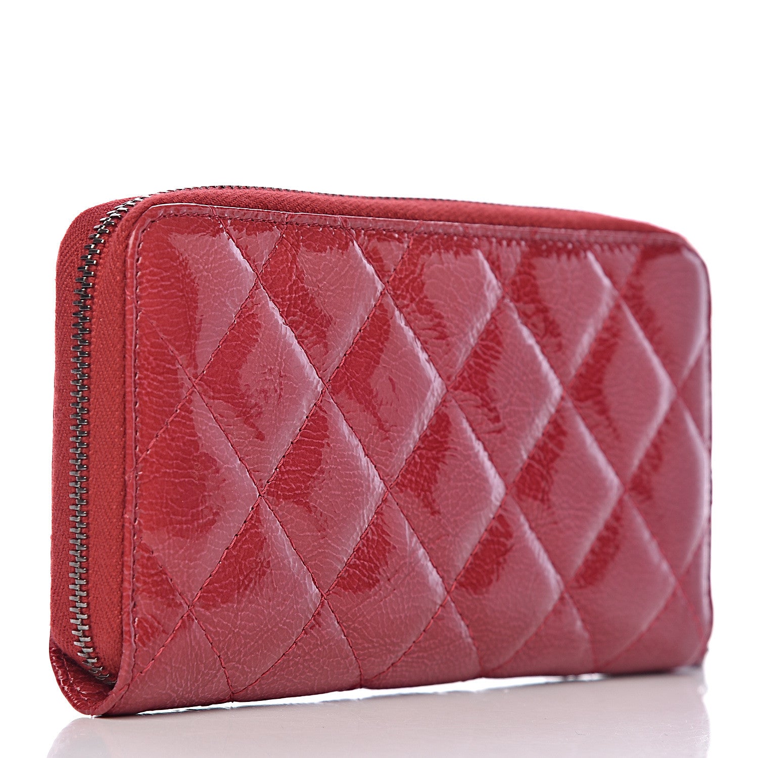 Chanel Patent Goatskin Paris Dallas Zip Around Wallet Red 3 of 9