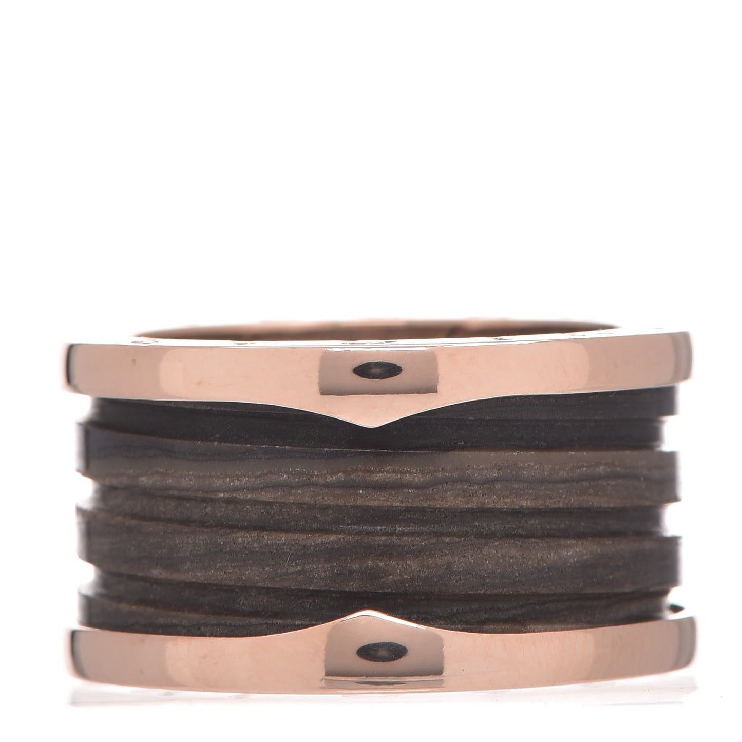 18K Rose Gold Brown Marble B.Zero1 4 Band Ring 56 7.5