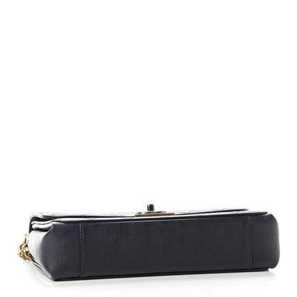 Chanel Calfskin Stitched Straight Lines Flap Navy 3 of 6