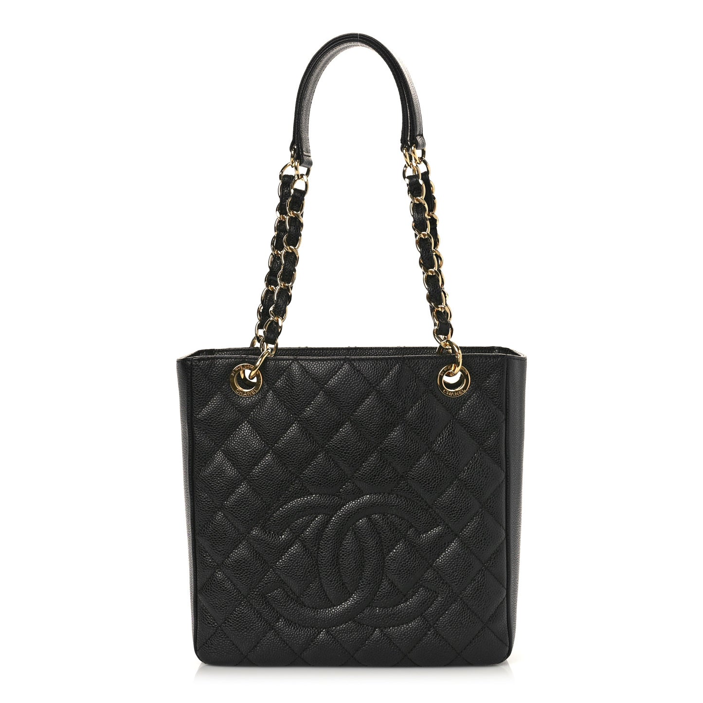 Caviar Quilted Petit Shopping Tote PST Black