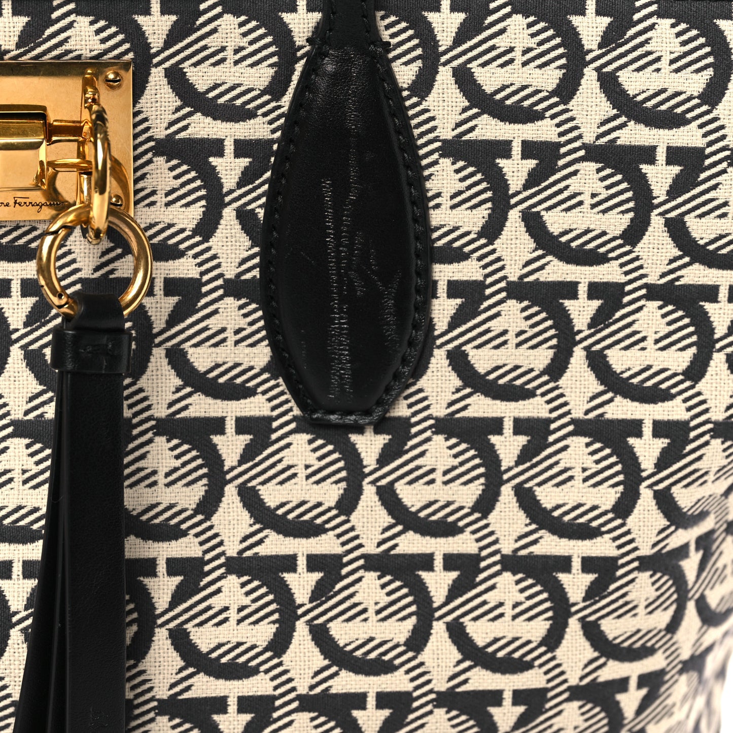 Canvas Calfskin The Studio Tote Beige Black