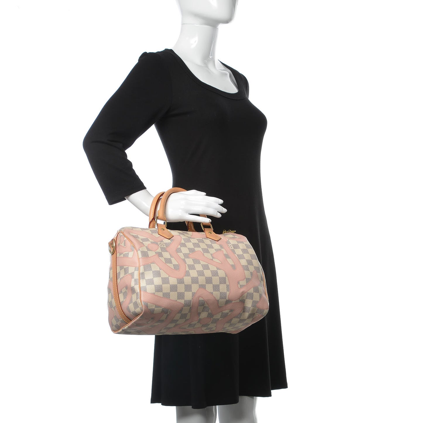 Damier Azur Tahitienne Speedy Bandouliere 30 Rose Ballerine