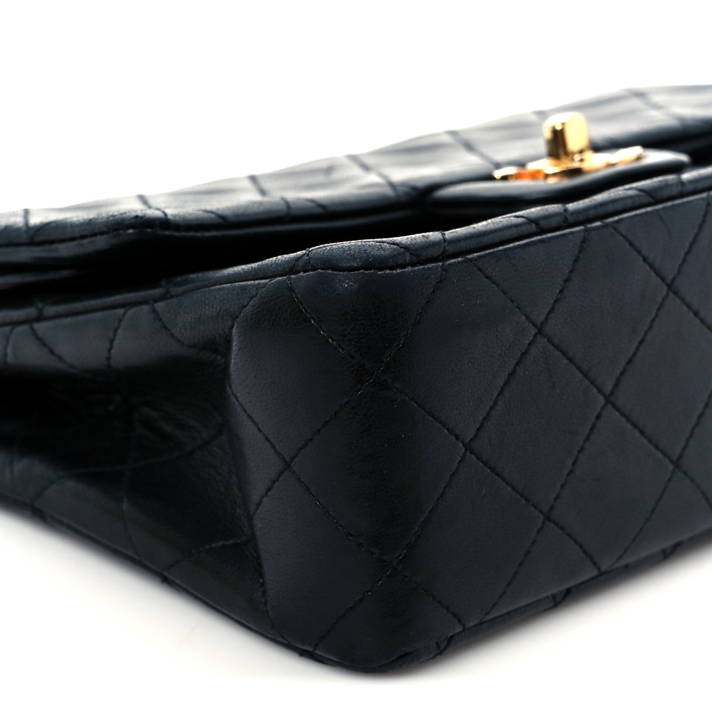 Lambskin Quilted Small Double Flap Black