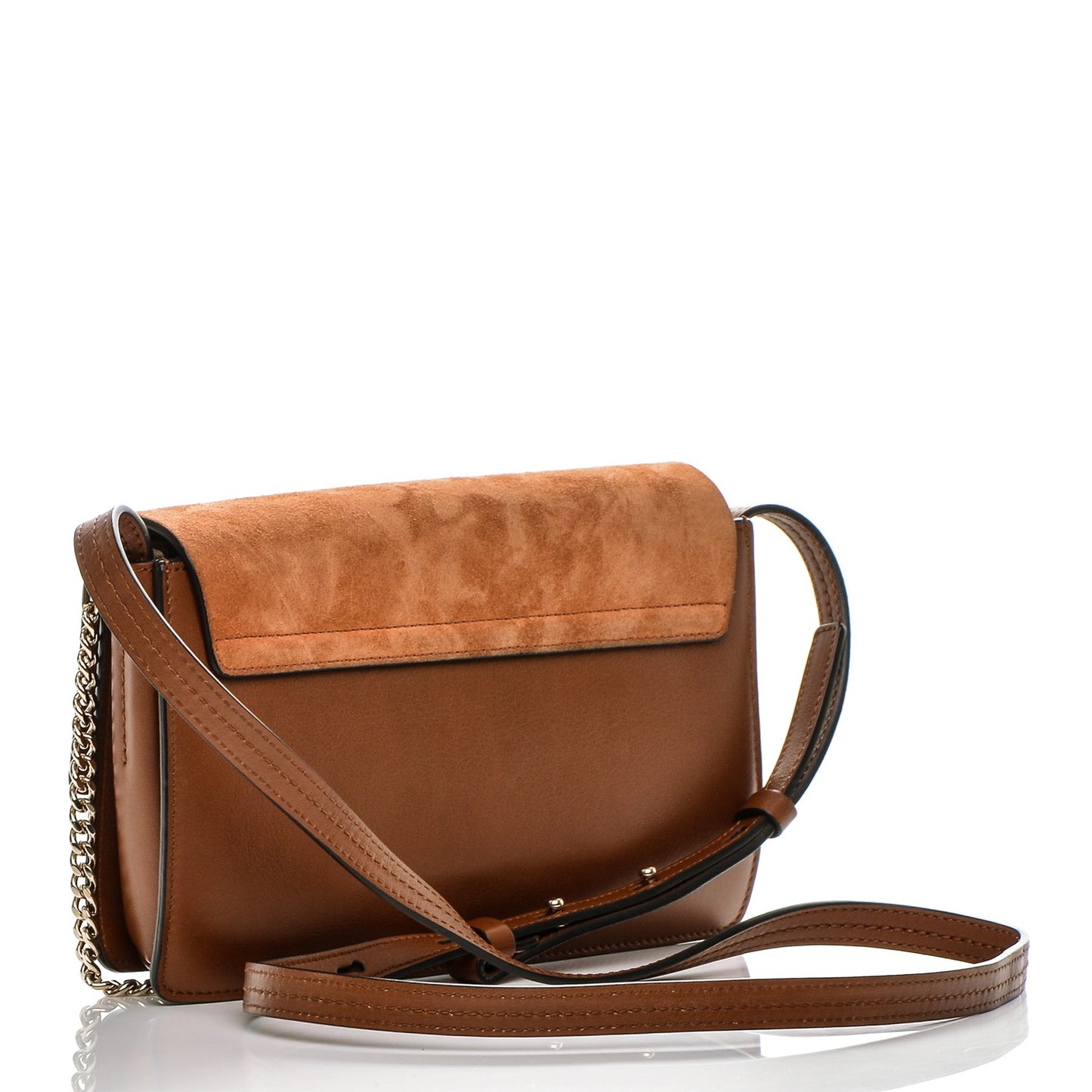 Suede Calfskin Small Faye Shoulder Bag Tobacco