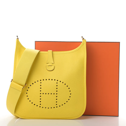 Hermes Taurillon Clemence Evelyne III PM Lime 10 of 10