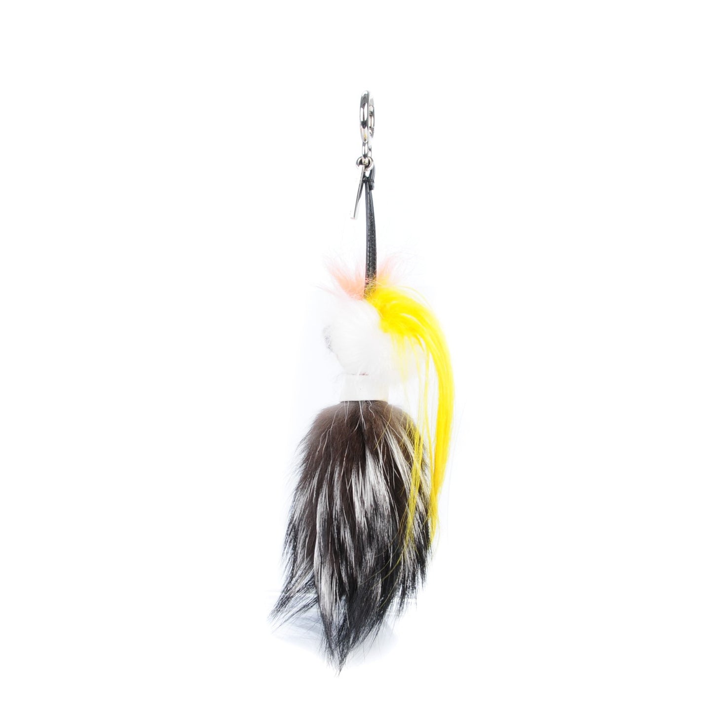 Fox Mink Goat Fur Mini Karlito Bag Charm White Black Flamingo