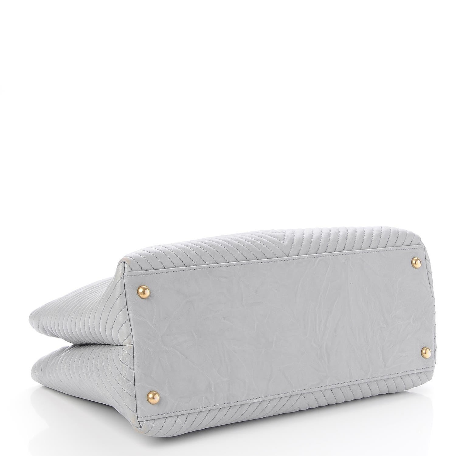 Chanel Wrinkled Lambskin Chevron Quilted Surpique Tote Light Gray 4 of 7